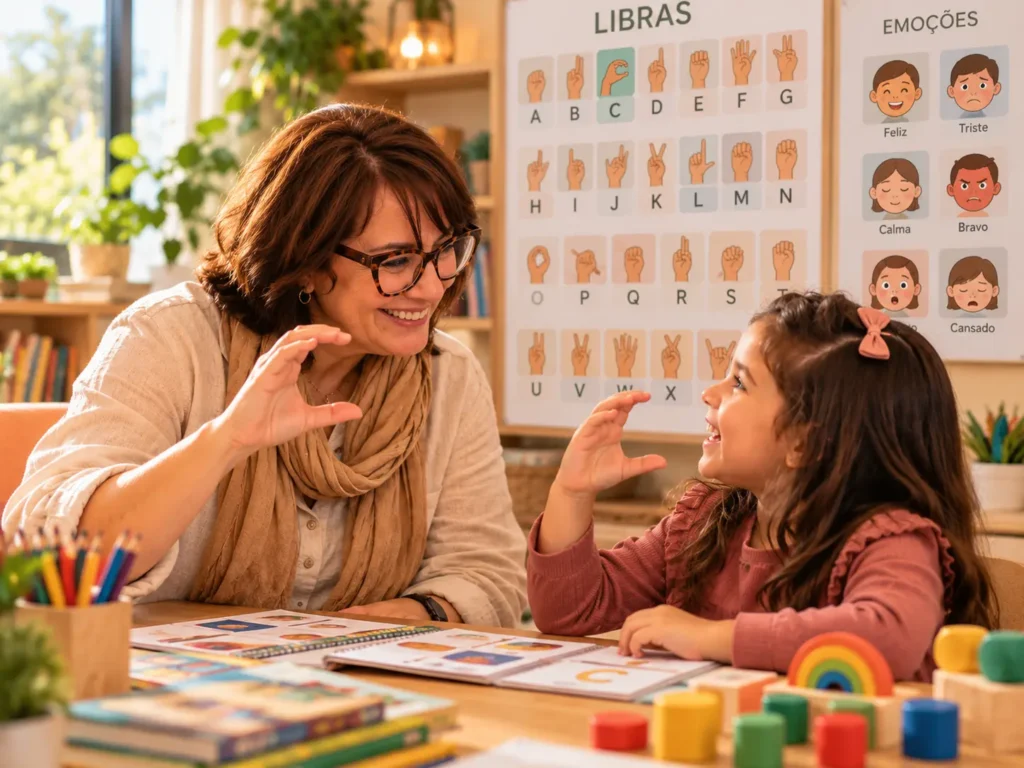 Ensino de libras personalizado e orientado as necessidades do jovem ou da criança envolvendo a família e educadores no seu ciclo escolar